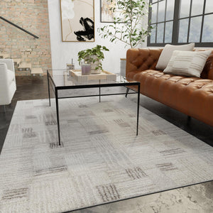 Gray 10' x 14' 1 Hanahan Rectangle Area Rug 100% Polypropylene With Jute Backing Abstract Geometric Modern Carpet for Living, Dining Room, Office Space for Sale at Rug Engine