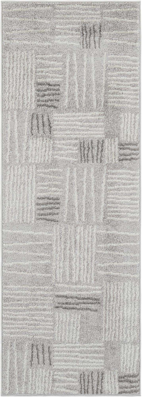 Gray 2' x 6' 1 Hanahan Runner Area Rug 100% Polypropylene With Jute Backing Abstract Geometric Modern Carpet for Living, Dining Room, Office Space for Sale at Rug Engine