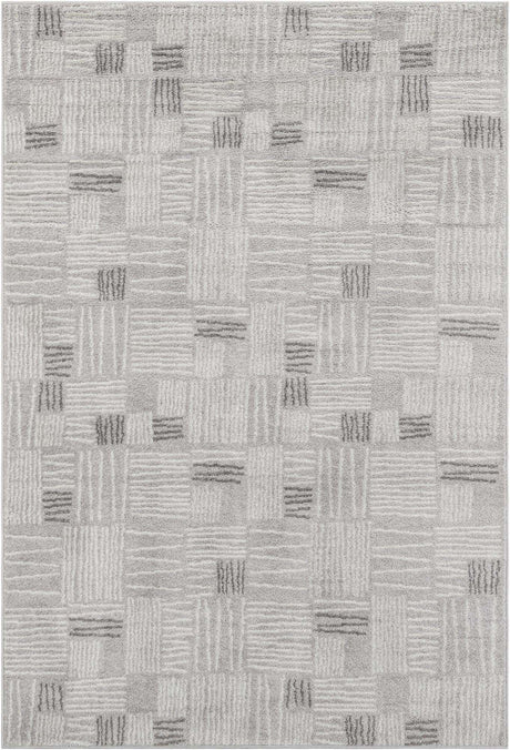 Gray 6' 1 x 9' Hanahan Rectangle Area Rug 100% Polypropylene With Jute Backing Abstract Geometric Modern Carpet for Living, Dining Room, Office Space for Sale at Rug Engine