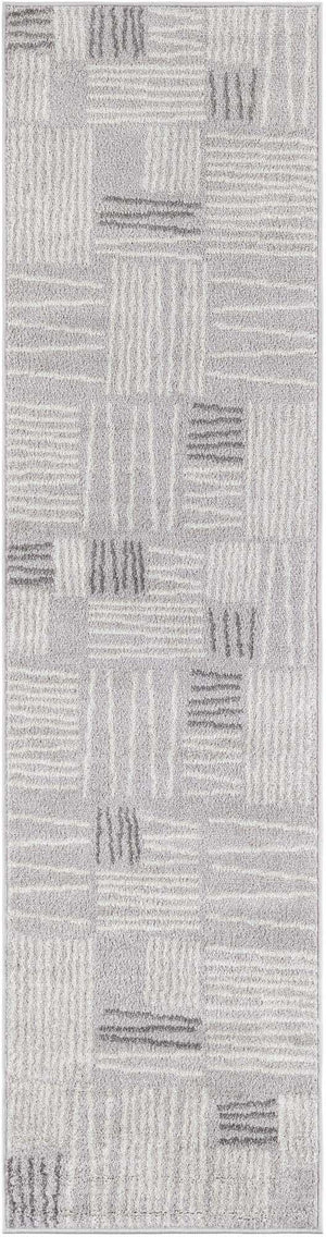 Gray 2' x 8' Hanahan Runner Area Rug 100% Polypropylene With Jute Backing Abstract Geometric Modern Carpet for Living, Dining Room, Office Space for Sale at Rug Engine
