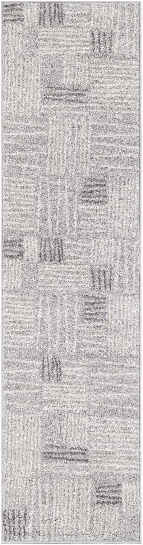 Gray 2' x 8' Hanahan Runner Area Rug 100% Polypropylene With Jute Backing Abstract Geometric Modern Carpet for Living, Dining Room, Office Space for Sale at Rug Engine