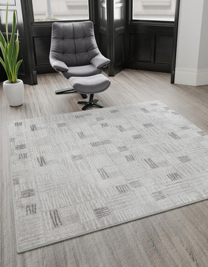 Gray 7' 10 x 7' 10 Hanahan Square Area Rug 100% Polypropylene With Jute Backing Abstract Geometric Modern Carpet for Living, Dining Room, Office Space for Sale at Rug Engine