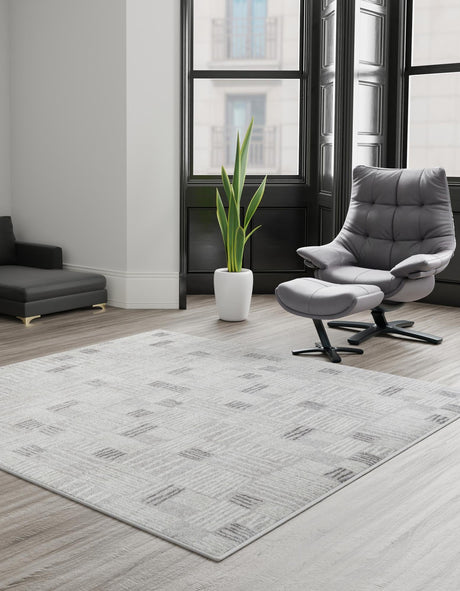 Gray 7' 10 x 7' 10 Hanahan Square Area Rug 100% Polypropylene With Jute Backing Abstract Geometric Modern Carpet for Living, Dining Room, Office Space for Sale at Rug Engine