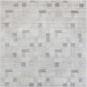 Gray 7' 10 x 7' 10 Hanahan Square Area Rug 100% Polypropylene With Jute Backing Abstract Geometric Modern Carpet for Living, Dining Room, Office Space for Sale at Rug Engine