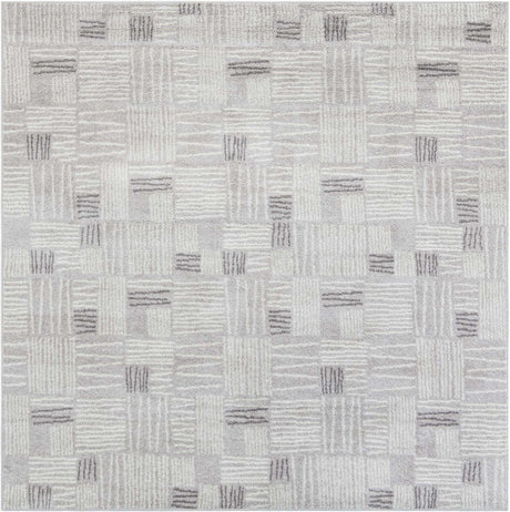 Gray 7' 10 x 7' 10 Hanahan Square Area Rug 100% Polypropylene With Jute Backing Abstract Geometric Modern Carpet for Living, Dining Room, Office Space for Sale at Rug Engine