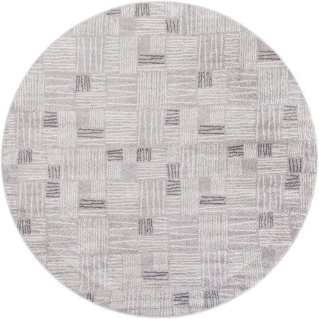Gray 7' 10 x 7' 10 Hanahan Round Area Rug 100% Polypropylene With Jute Backing Abstract Geometric Modern Carpet for Living, Dining Room, Office Space for Sale at Rug Engine