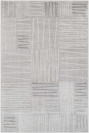 Gray 5' 3 x 7' 1 Hanahan Rectangle Area Rug 100% Polypropylene With Jute Backing Abstract Geometric Modern Carpet for Living, Dining Room, Office Space for Sale at Rug Engine