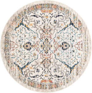 Ivory 6' 1 x 6' 1 Lola Round Area Rug Polypropylene With Jute Backing Traditional Pattern Easy Clean Carpet for Home Interior Design for Sale at Rug Engine