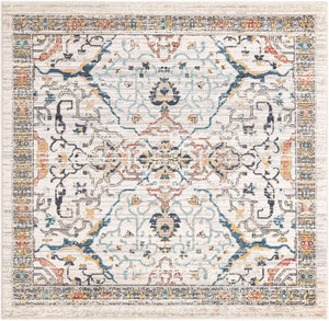 Ivory 6' 1 x 6' 1 Lola Square Area Rug Polypropylene With Jute Backing Traditional Pattern Easy Clean Carpet for Home Interior Design for Sale at Rug Engine