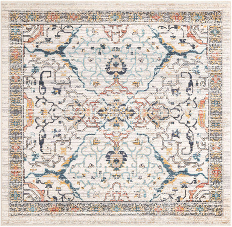 Ivory 6' 1 x 6' 1 Lola Square Area Rug Polypropylene With Jute Backing Traditional Pattern Easy Clean Carpet for Home Interior Design for Sale at Rug Engine
