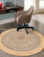 Gray Brown 3' 3 x 3' 3 Braided Jute Round Rug