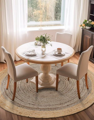 Gray Brown 3' 3 x 3' 3 Braided Jute Round Rug
