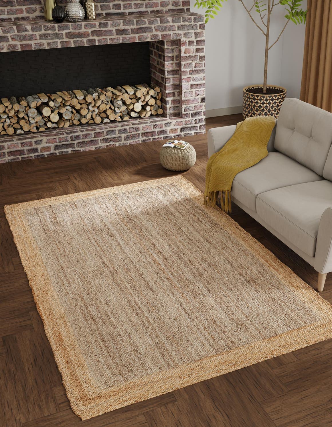 Gray Brown 10' x 14' 1 Braided Jute Rectangle Area Rug 100% Jute Hand Braided Natural Eco-Friendly Boho Style Carpet for Living Rooms Dining Office Space Dorms for Sale at Rug Engine