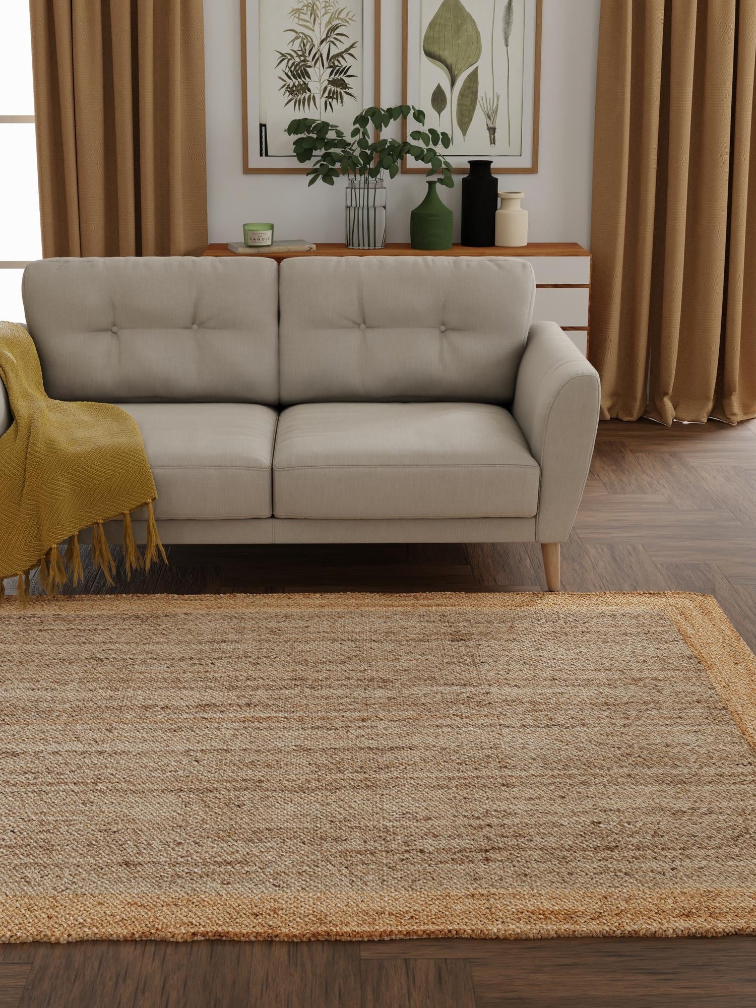 Gray Brown 2' x 3' 1 Braided Jute Rectangle Area Rug 100% Jute Hand Braided Natural Eco-Friendly Boho Style Carpet for Living Rooms Dining Office Space Dorms for Sale at Rug Engine