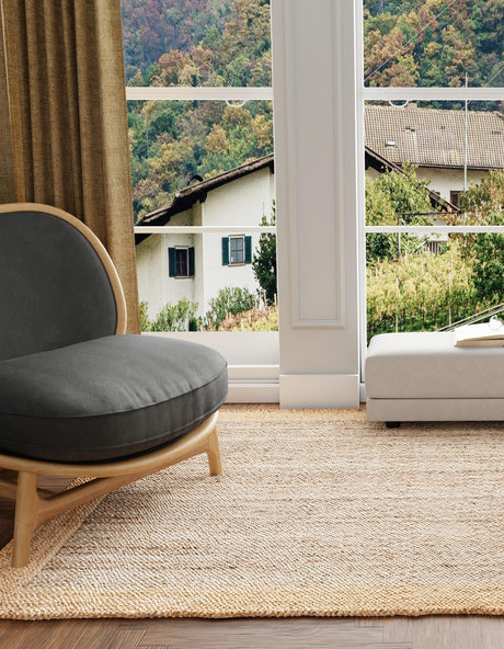 Gray Brown 6' 1 x 9' Braided Jute Rectangle Area Rug 100% Jute Hand Braided Natural Eco-Friendly Boho Style Carpet for Living Rooms Dining Office Space Dorms for Sale at Rug Engine