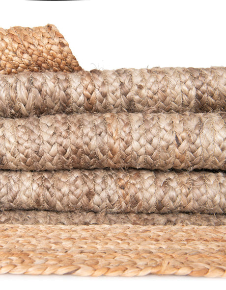 Gray Brown 6' 1 x 9' Braided Jute Rectangle Area Rug 100% Jute Hand Braided Natural Eco-Friendly Boho Style Carpet for Living Rooms Dining Office Space Dorms for Sale at Rug Engine