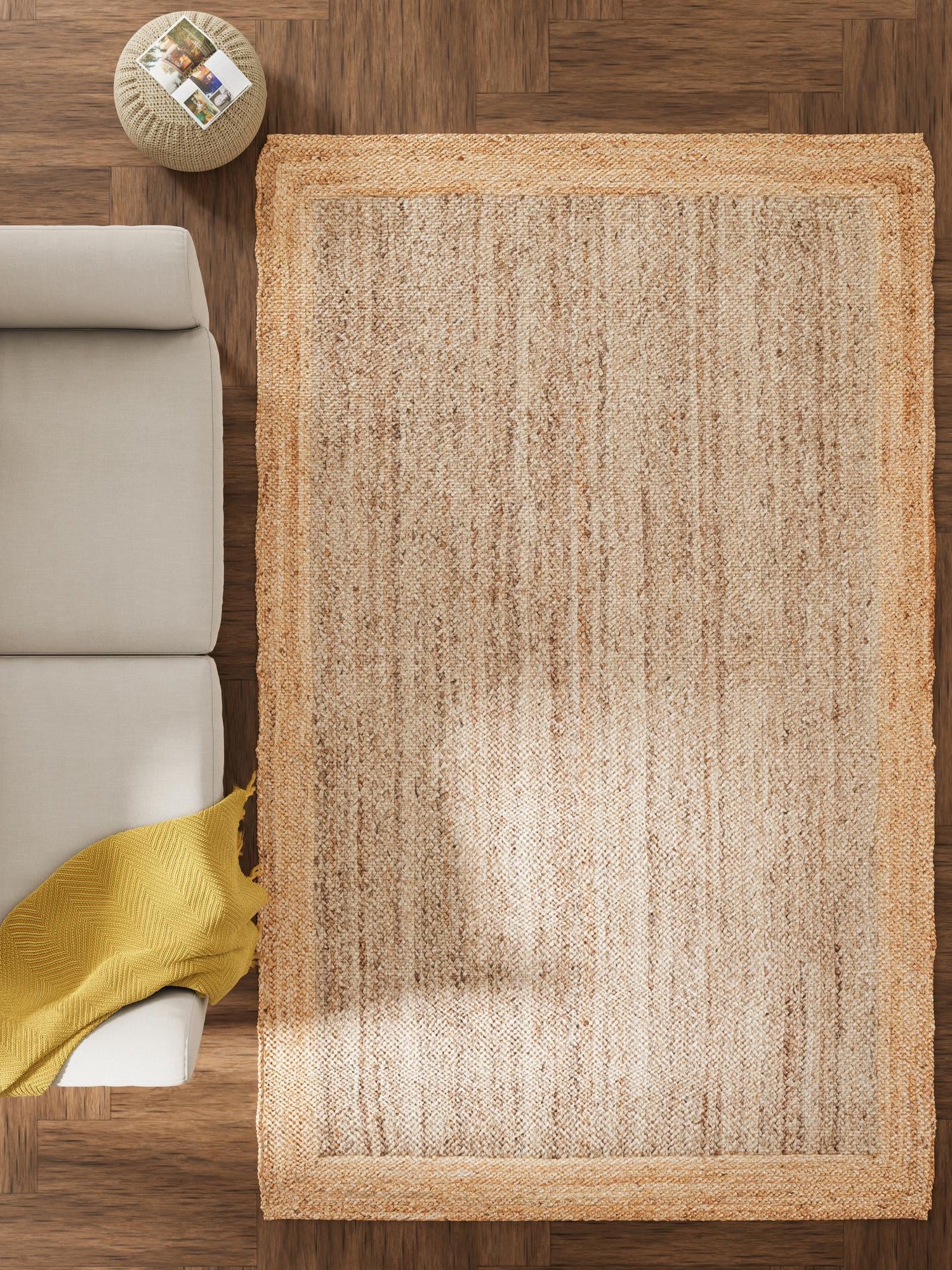 Gray Brown 5' 3 x 8' Braided Jute Rectangle Area Rug 100% Jute Hand Braided Natural Eco-Friendly Boho Style Carpet for Living Rooms Dining Office Space Dorms for Sale at Rug Engine