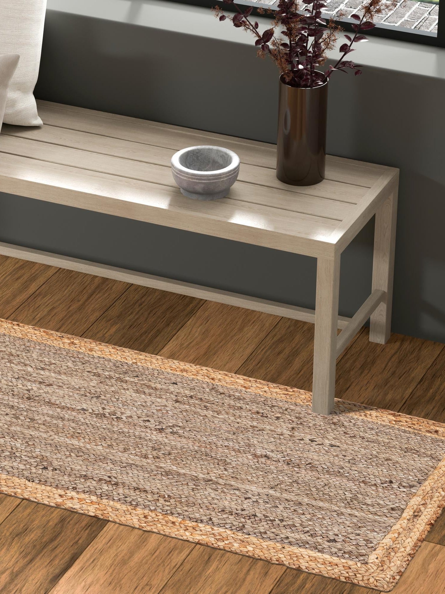 Gray Brown 2' x 5' 1 Braided Jute Runner Area Rug 100% Jute Hand Braided Natural Eco-Friendly Boho Style Carpet for Living Rooms Dining Office Space Dorms for Sale at Rug Engine