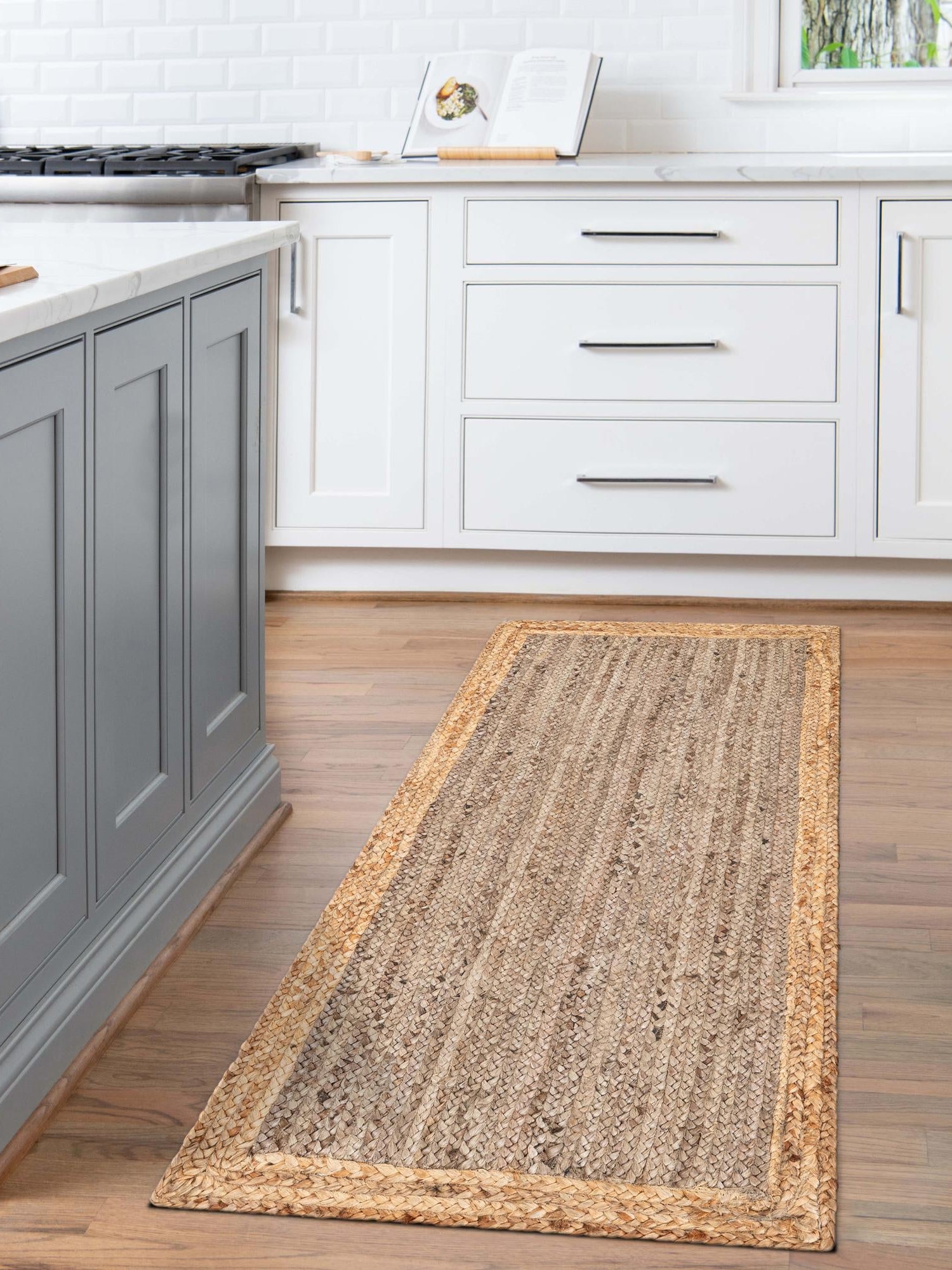 Gray Brown 2' x 6' 1 Braided Jute Runner Area Rug 100% Jute Hand Braided Natural Eco-Friendly Boho Style Carpet for Living Rooms Dining Office Space Dorms for Sale at Rug Engine