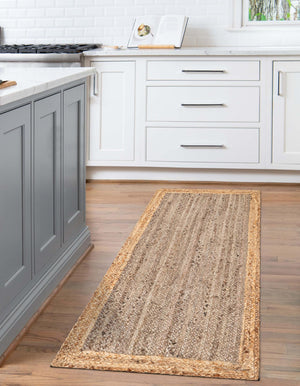 Gray Brown 2' x 6' 1 Braided Jute Runner Rug