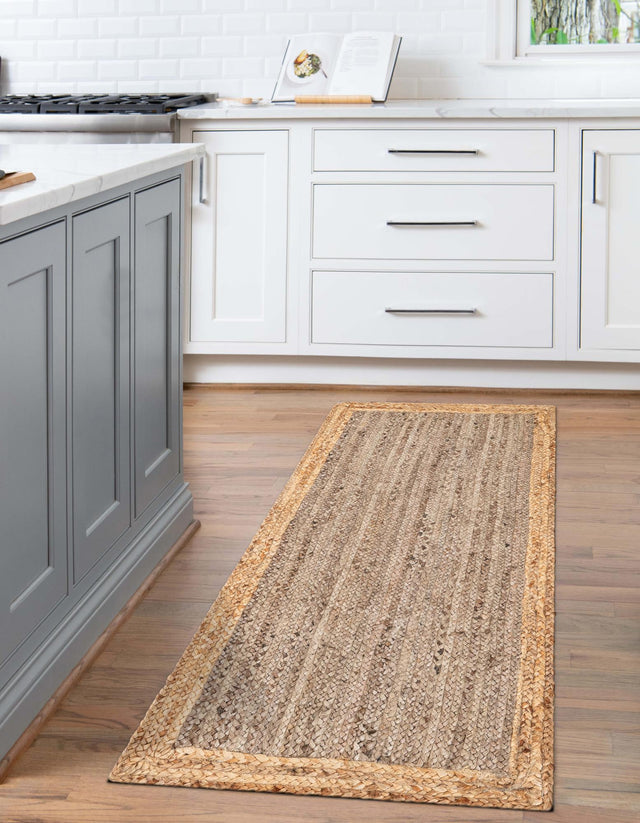 Gray Brown 2' x 6' 1 Braided Jute Runner Rug