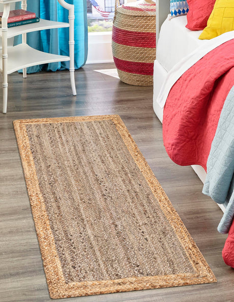 Gray Brown 2' x 8' Braided Jute Runner Area Rug 100% Jute Hand Braided Natural Eco-Friendly Boho Style Carpet for Living Rooms Dining Office Space Dorms for Sale at Rug Engine