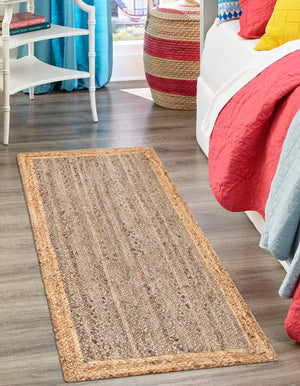 Gray Brown 2' x 6' 1 Braided Jute Runner Rug