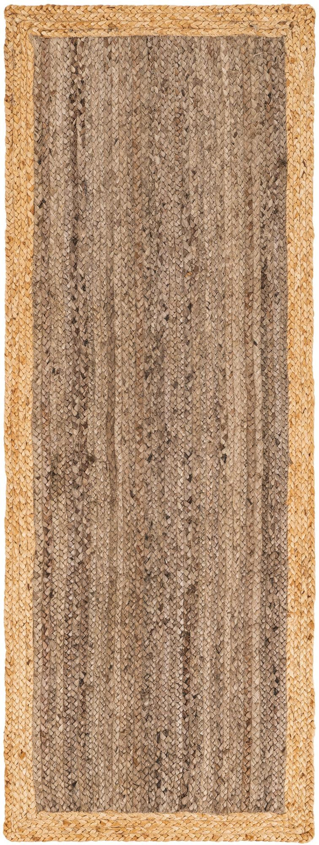 Gray Brown 2' x 6' 1 Braided Jute Runner Rug