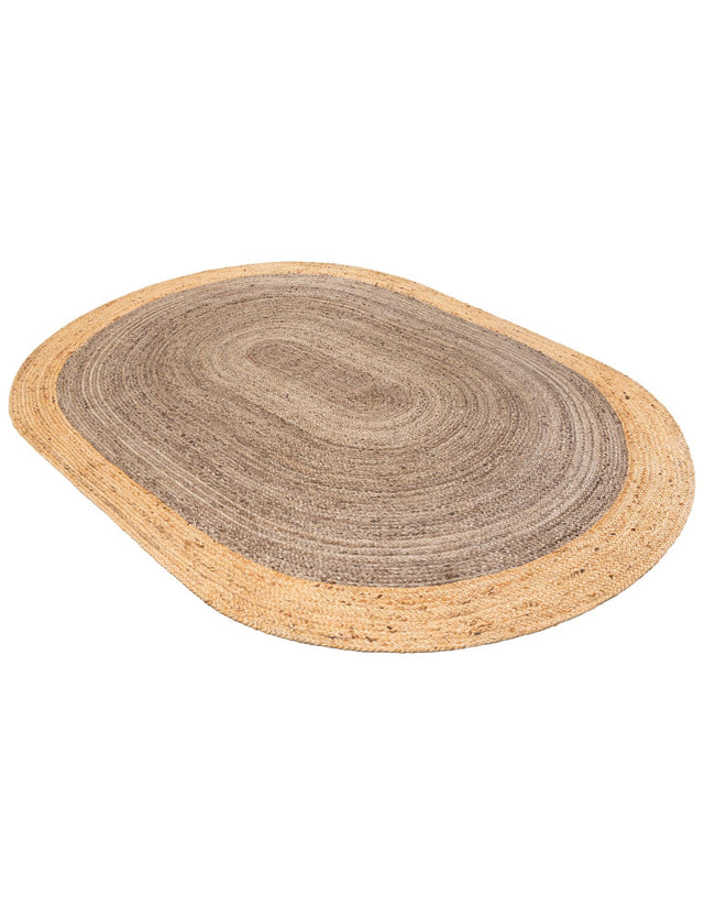 Gray Brown 8' x 10' Braided Jute Oval Rug