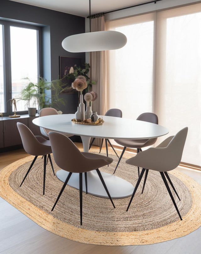 Gray Brown 4' 1 x 6' 1 Braided Jute Oval Rug