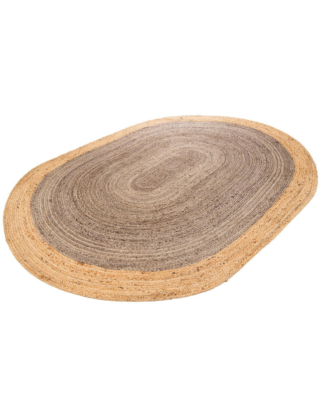 Gray Brown 8' x 10' Braided Jute Oval Rug