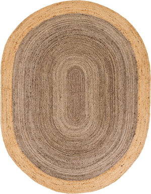 Gray Brown 8' x 10' Braided Jute Oval Rug