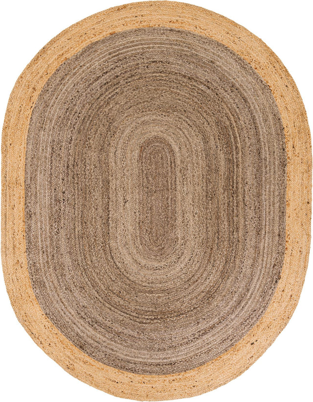 Gray Brown 8' x 10' Braided Jute Oval Rug