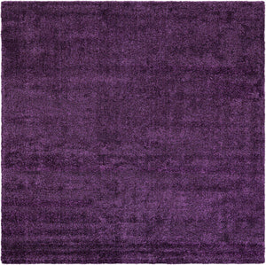 Violet 10' x 10' Solo Square Area Rug Thick Soft Touch Fluffy & Plush Shaggy Pile