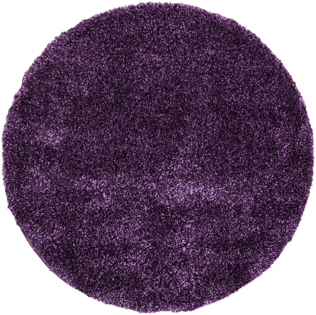Violet 3' 3 x 3' 3 Solo Round Area Rug Thick Soft Touch Fluffy & Plush Shaggy Pile