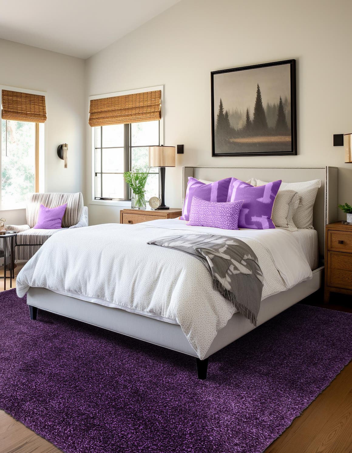 Violet 5' 3 x 5' 3 Solo Square Area Rug Thick Soft Touch Fluffy & Plush Shaggy Pile Durable Minimalist Carpet for Classic Interior Design for Sale at Rug Engine