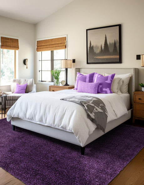 Violet 7' 10 x 7' 10 Solo Square Area Rug Thick Soft Touch Fluffy & Plush Shaggy Pile