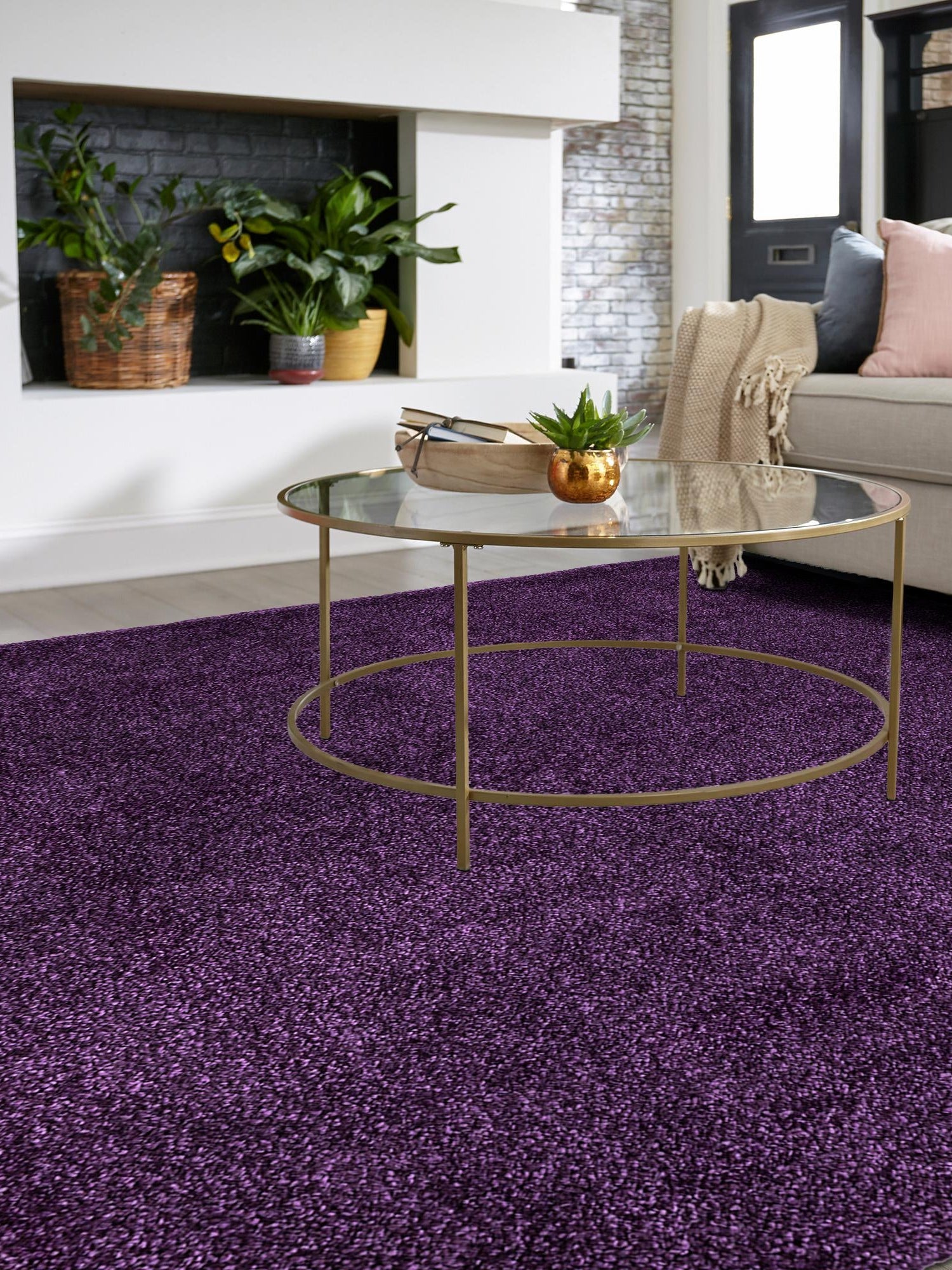Violet 7' 10 x 7' 10 Solo Square Area Rug Thick Soft Touch Fluffy & Plush Shaggy Pile Durable Minimalist Carpet for Classic Interior Design for Sale at Rug Engine