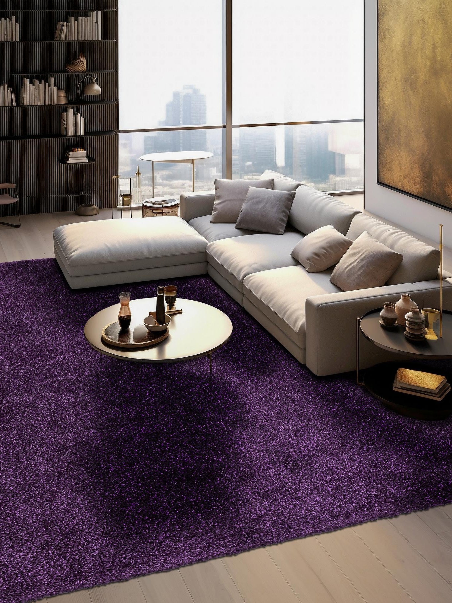 Violet 5' 3 x 5' 3 Solo Square Area Rug Thick Soft Touch Fluffy & Plush Shaggy Pile Durable Minimalist Carpet for Classic Interior Design for Sale at Rug Engine