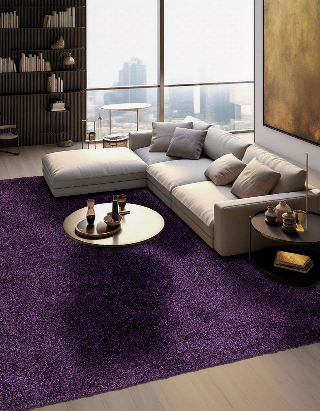 Violet 7' 10 x 7' 10 Solo Square Area Rug Thick Soft Touch Fluffy & Plush Shaggy Pile