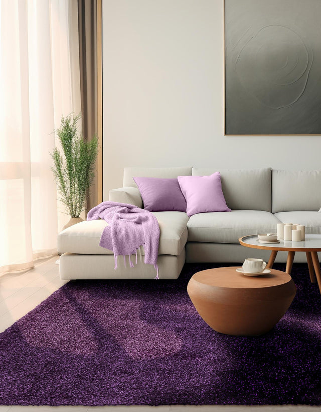 Violet 7' 10 x 7' 10 Solo Square Area Rug Thick Soft Touch Fluffy & Plush Shaggy Pile