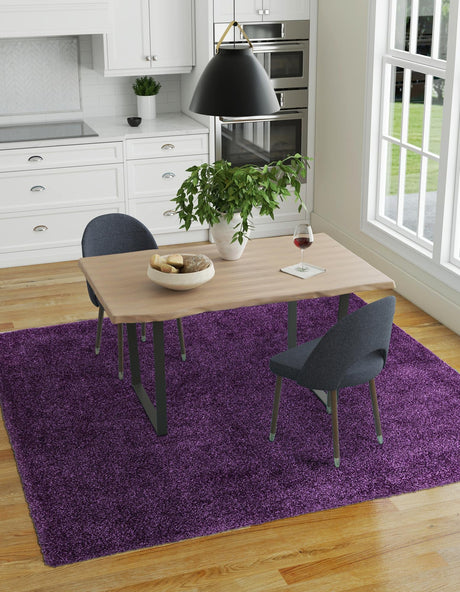 Violet 10' x 10' Solo Square Area Rug Thick Soft Touch Fluffy & Plush Shaggy Pile Durable Minimalist Carpet for Classic Interior Design for Sale at Rug Engine