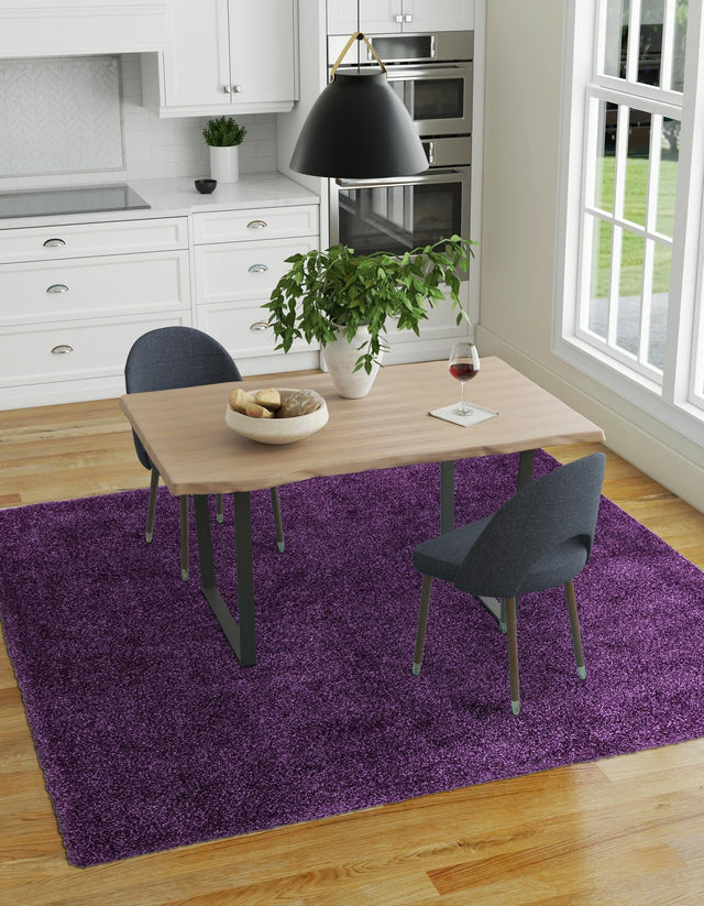 Violet 7' 10 x 7' 10 Solo Square Area Rug Thick Soft Touch Fluffy & Plush Shaggy Pile
