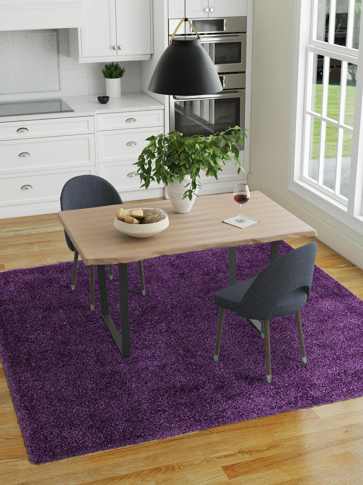 Violet 5' 3 x 5' 3 Solo Square Area Rug Thick Soft Touch Fluffy & Plush Shaggy Pile Durable Minimalist Carpet for Classic Interior Design for Sale at Rug Engine
