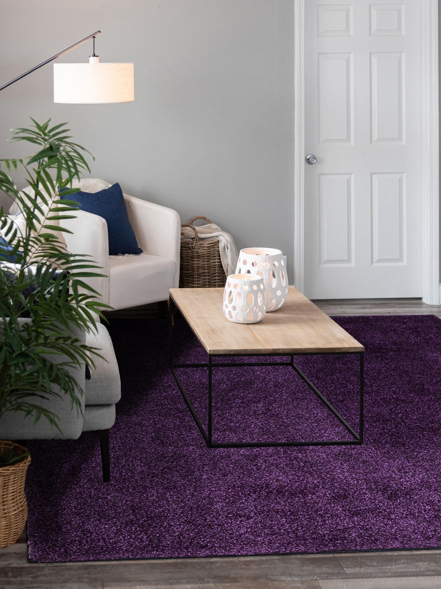 Violet 7' 10 x 7' 10 Solo Square Area Rug Thick Soft Touch Fluffy & Plush Shaggy Pile Durable Minimalist Carpet for Classic Interior Design for Sale at Rug Engine