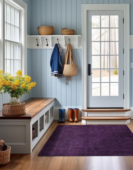 Violet 6' 1 x 6' 1 Solo Square Area Rug Thick Soft Touch Fluffy & Plush Shaggy Pile Durable Minimalist Carpet for Classic Interior Design for Sale at Rug Engine