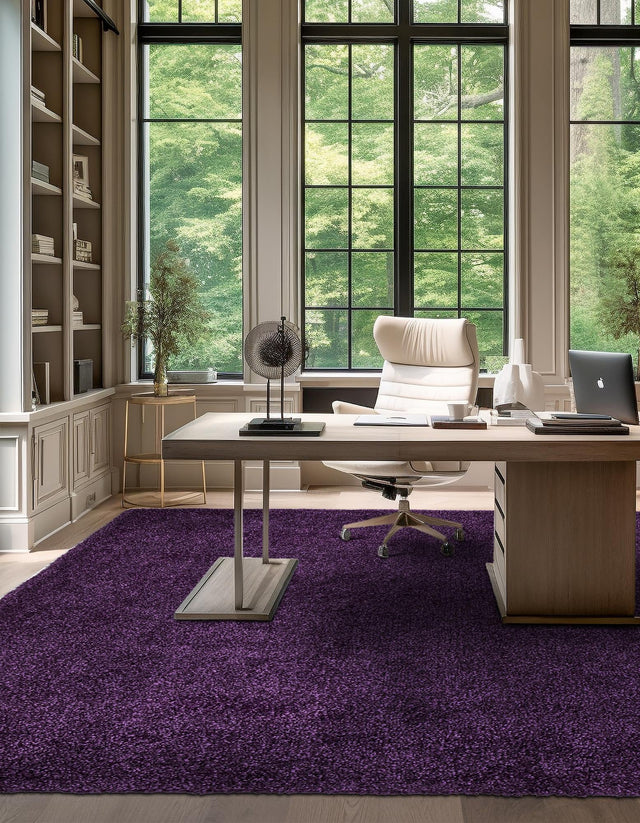 Violet 7' 10 x 7' 10 Solo Square Area Rug Thick Soft Touch Fluffy & Plush Shaggy Pile