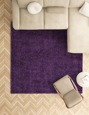 Violet 10' x 10' Solo Square Area Rug Thick Soft Touch Fluffy & Plush Shaggy Pile
