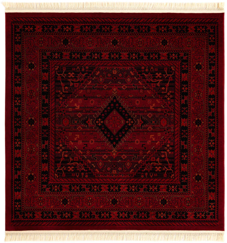 Red 6' 1 x 6' 1 Tekke Square Area Rug Classic Traditional Vintage Design Carpet for Living Rooms, Dining, Bedrooms, Office Space for Sale at Rug Engine