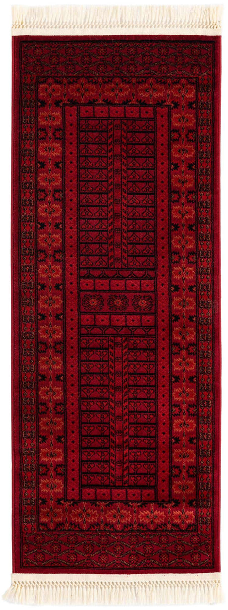 Red 2' x 5' 3 Tekke Runner Area Rug Classic Traditional Vintage Design Carpet for Living Rooms, Dining, Bedrooms, Office Space for Sale at Rug Engine